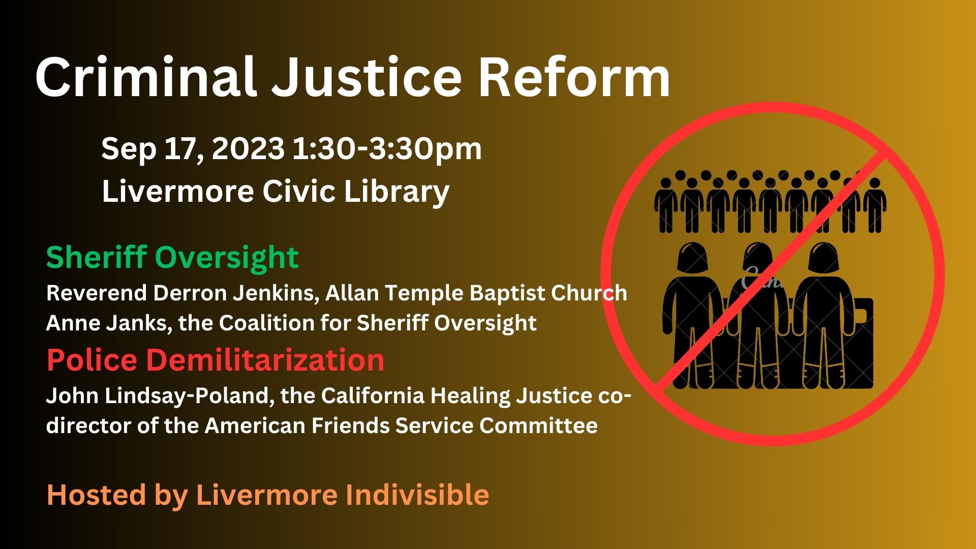 Livermore Indivisible On Criminal Justice Reform · Livermore Indivisible